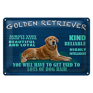 Blechschild Spruch 30x20cm Golden Retriever Hund very eager