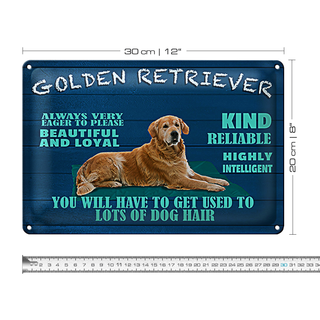 Blechschild Spruch 30x20cm Golden Retriever Hund very eager