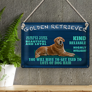 Blechschild Spruch 30x20cm Golden Retriever Hund very eager