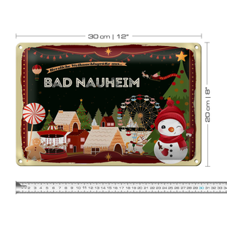 Blechschild Weihnachten Grüße aus BAD NAUHEIM 30x20cm