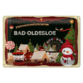 Blechschild Weihnachten Grüße aus BAD OLDESLOE 30x20cm