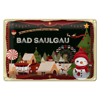 Blechschild Weihnachten Grüße aus BAD SAULGAU 30x20cm