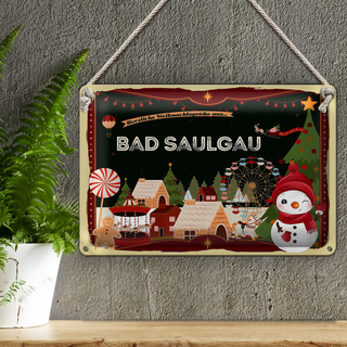 Blechschild Weihnachten Grüße aus BAD SAULGAU 30x20cm