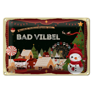 Blechschild Weihnachten Grüße BAD VILBEL 30x20cm