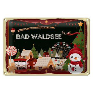 Blechschild Weihnachten Grüße aus BAD WALDSEE 30x20cm