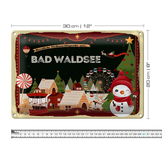 Blechschild Weihnachten Grüße aus BAD WALDSEE 30x20cm