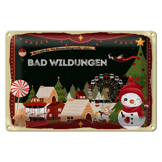 Blechschild Weihnachten Grüße BAD WILDUNGEN 30x20cm