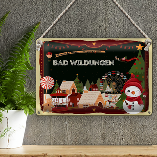 Blechschild Weihnachten Grüße BAD WILDUNGEN 30x20cm