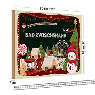 Holzschild Weihnachten Grüße aus BAD ZWISCHENAHN 30x20cm