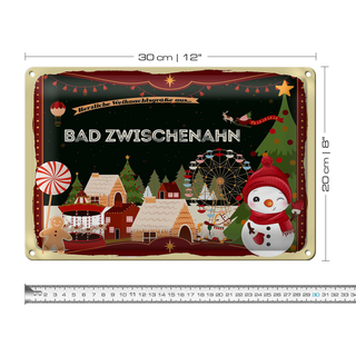 Blechschild Weihnachten Grüße aus BAD ZWISCHENAHN 30x20cm