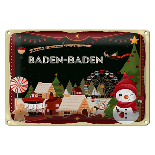 Blechschild Weihnachten Grüße aus BADEN-BADEN 30x20cm