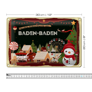 Blechschild Weihnachten Grüße aus BADEN-BADEN 30x20cm