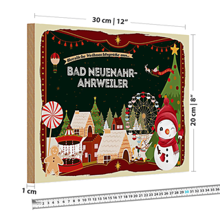 Holzschild Weihnachten Grüße BAD NEUENAHR-AHRWEILER 30x20cm