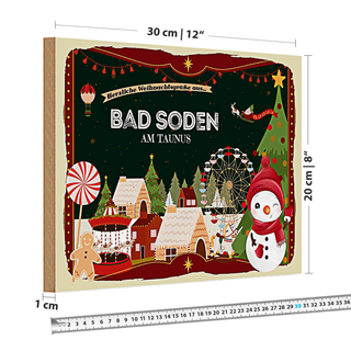 Holzschild Weihnachten Grüße BAD SODEN 30x20cm