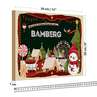 Holzschild Weihnachten Grüße aus BAMBERG 30x20cm