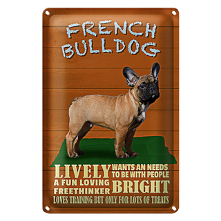 Blechschild Spruch 20x30cm French Bulldog Hund lively