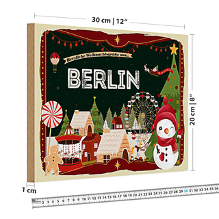 Holzschild Weihnachten Grüße aus BERLIN 30x20cm