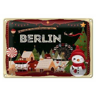 Blechschild Weihnachten Grüße aus BERLIN 30x20cm
