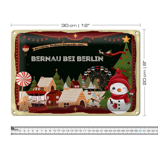 Blechschild Weihnachten Grüße BERNAU bei BERLIN 30x20cm