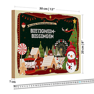 Holzschild Weihnachten Grüße BIETIGHEIM-BISSINGEN 30x20cm