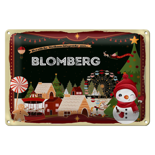 Blechschild Weihnachten Grüße BLOMBERG 30x20cm