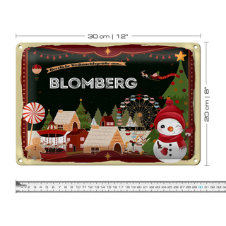 Blechschild Weihnachten Grüße BLOMBERG 30x20cm