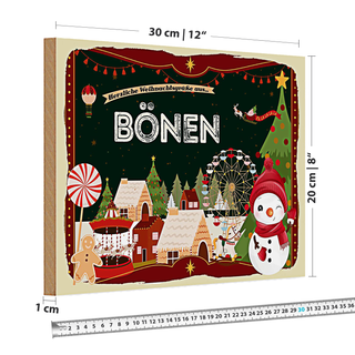 Holzschild Weihnachten Grüße aus BÖNEN 30x20cm