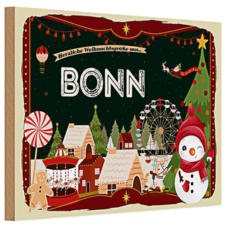 Holzschild Weihnachten Grüße aus BONN 30x20cm