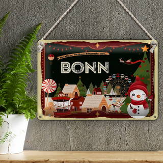 Blechschild Weihnachten Grüße aus BONN 30x20cm