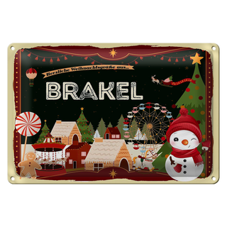 Blechschild Weihnachten Grüße aus BRAKEL 30x20cm