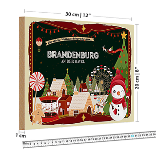 Holzschild Weihnachten Grüße BRANDENBURG 30x20cm