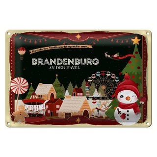 Blechschild Weihnachten Grüße BRANDENBURG 30x20cm