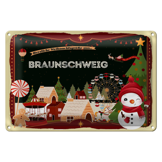 Blechschild Weihnachten Grüße aus BRAUNSCHWEIG 30x20cm