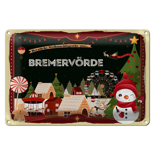 Blechschild Weihnachten Grüße BREMERVÖRDE 30x20cm