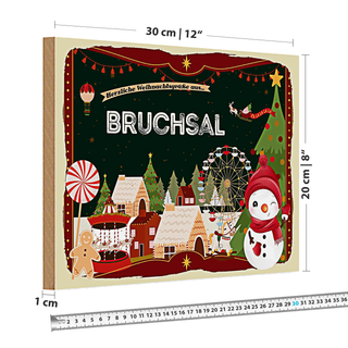 Holzschild Weihnachten Grüße BRUCHSAL 30x20cm