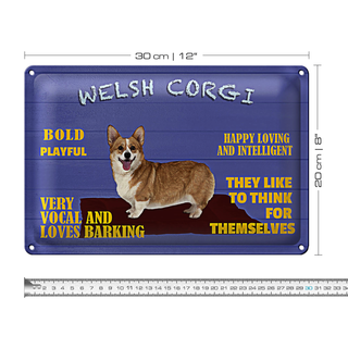 Blechschild Spruch 30x20cm Welsh Corgi Hund bold playful