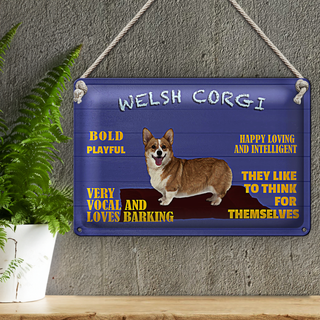 Blechschild Spruch 30x20cm Welsh Corgi Hund bold playful