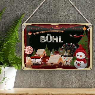 Blechschild Weihnachten Grüße BÜHL Fest 30x20cm