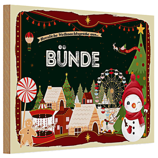 Holzschild Weihnachten Grüße BÜNDE Fest 30x20cm