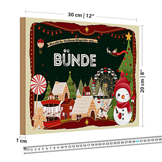 Holzschild Weihnachten Grüße BÜNDE Fest 30x20cm