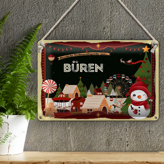 Blechschild Weihnachten Grüße BÜREN Fest 30x20cm