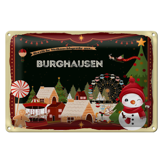 Blechschild Weihnachten Grüße BURGHAUSEN 30x20cm