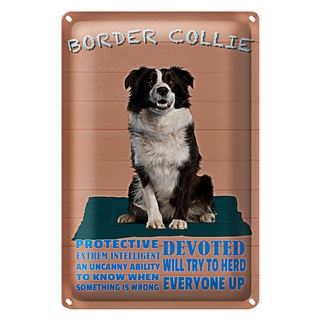 Blechschild Spruch 20x30cm Border Collie Hund protective