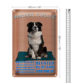 Blechschild Spruch 20x30cm Border Collie Hund protective