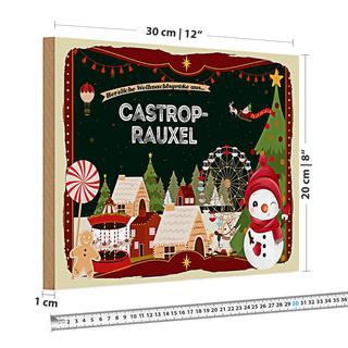 Holzschild Weihnachten Grüße CASTROP-RAUXEL 30x20cm
