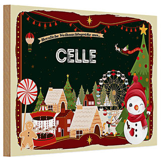 Holzschild Weihnachten Grüße CELLE Fest 30x20cm