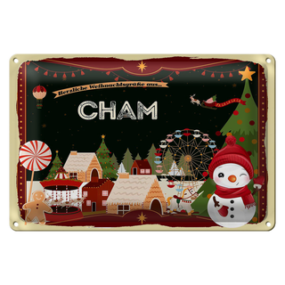 Blechschild Weihnachten Grüße CHAM Fest 30x20cm