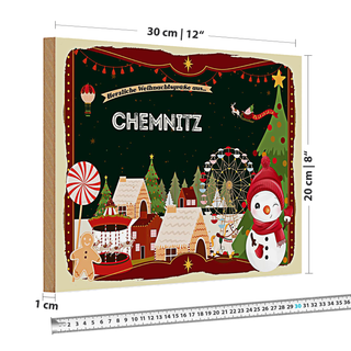 Holzschild Weihnachten Grüße CHEMNITZ 30x20cm