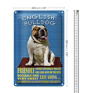 Blechschild Spruch 20x30cm English Bulldog Hund friendly