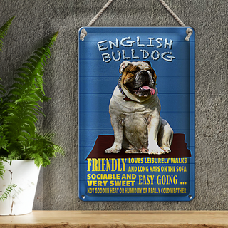 Blechschild Spruch 20x30cm English Bulldog Hund friendly